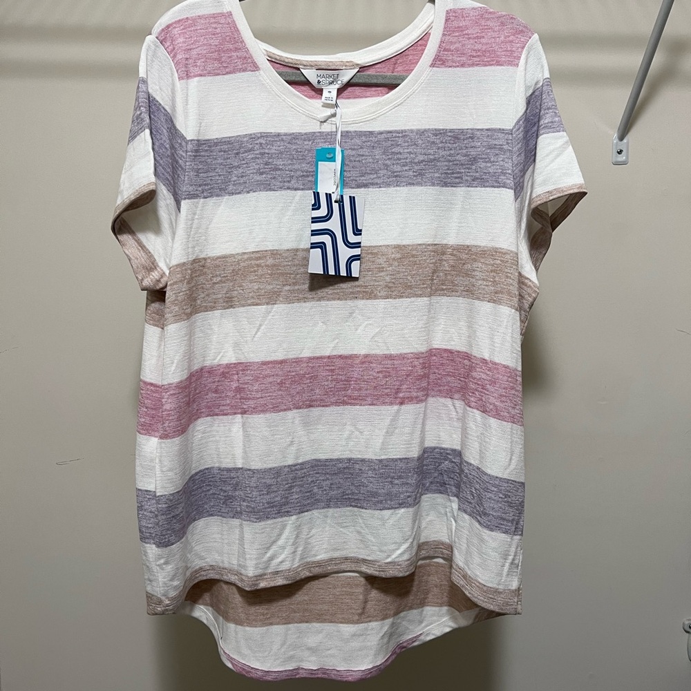Universal Thread Multicolor Striped Short Sleeve Tee